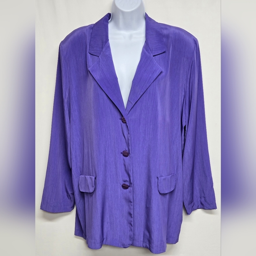 S.G Sport L Vintage Blazer Jacket Purple  Collared Padded Shoulders